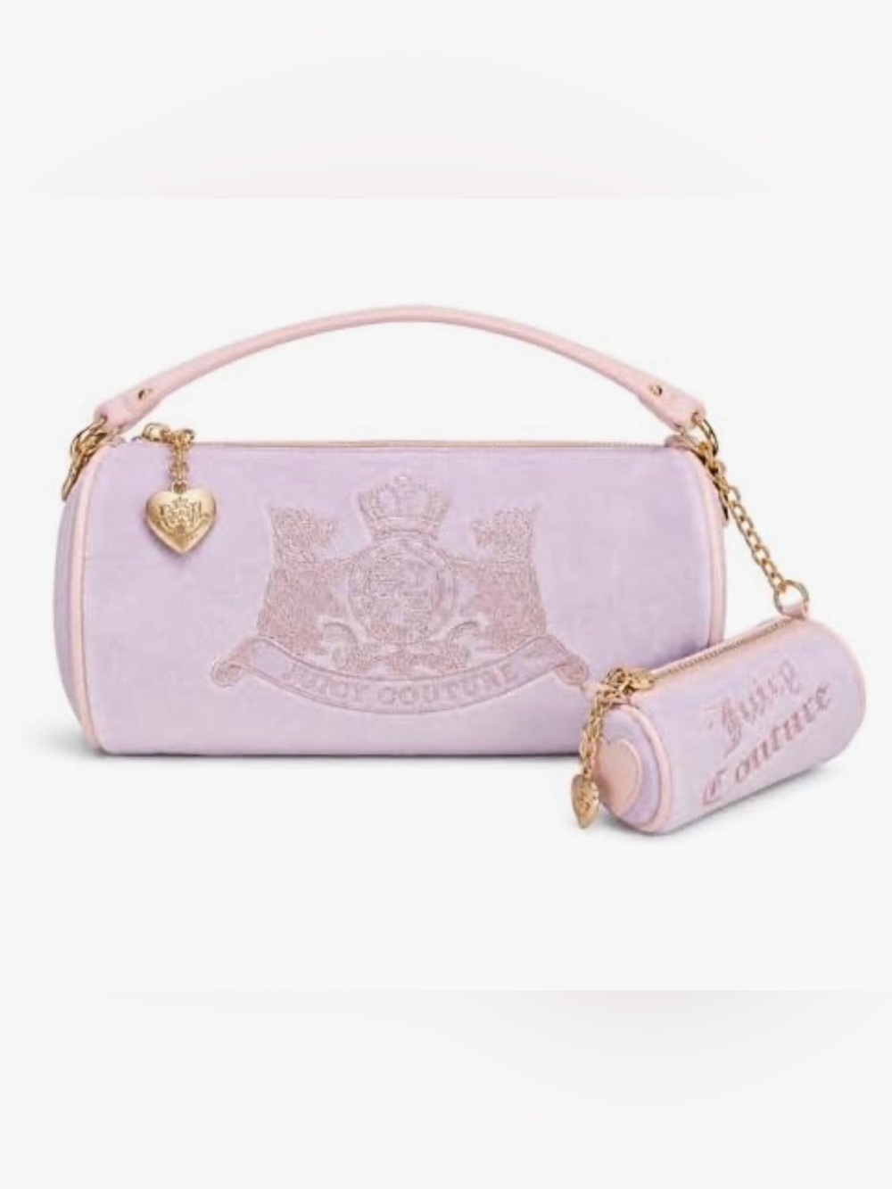 Juicy Couture Pink Velvet Barrel Bag with Charm NWT